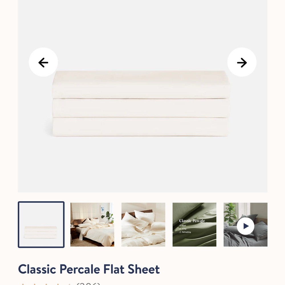 New Brooklinen Percale Flat Sheet - Cream